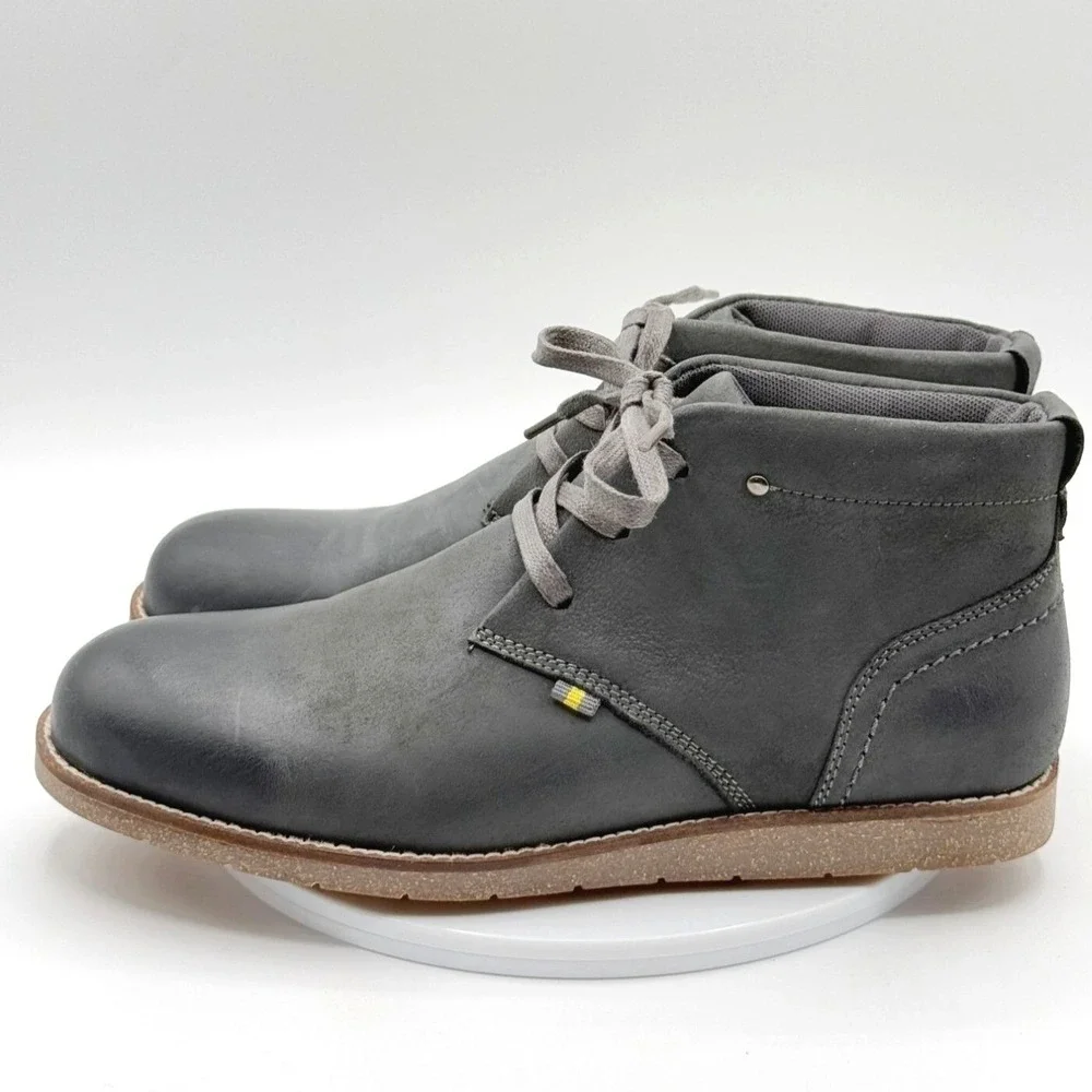 Thomas & Vine Giddeon Chukka Boots Size 8 Mens Grey Leather Lace Up Mid Top NEW